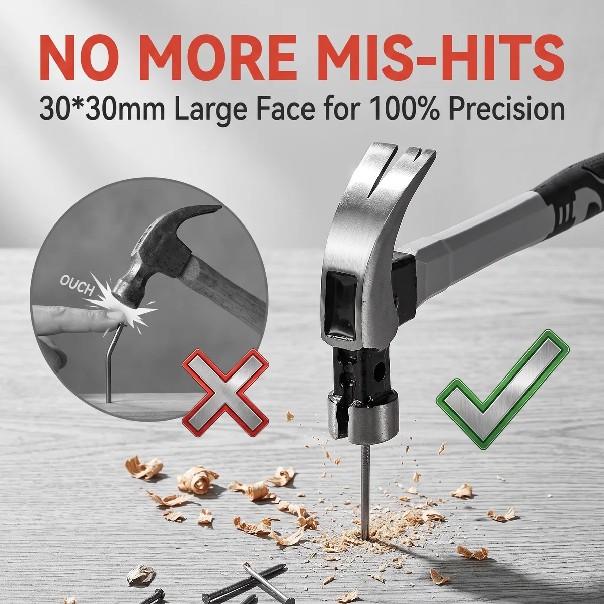 Claw Hammer Nail-Driving & Pulling Tack Remover Round/Square Head Plastic-Coated Handle Carpentry & Construction Use Mallet Tool image 4
