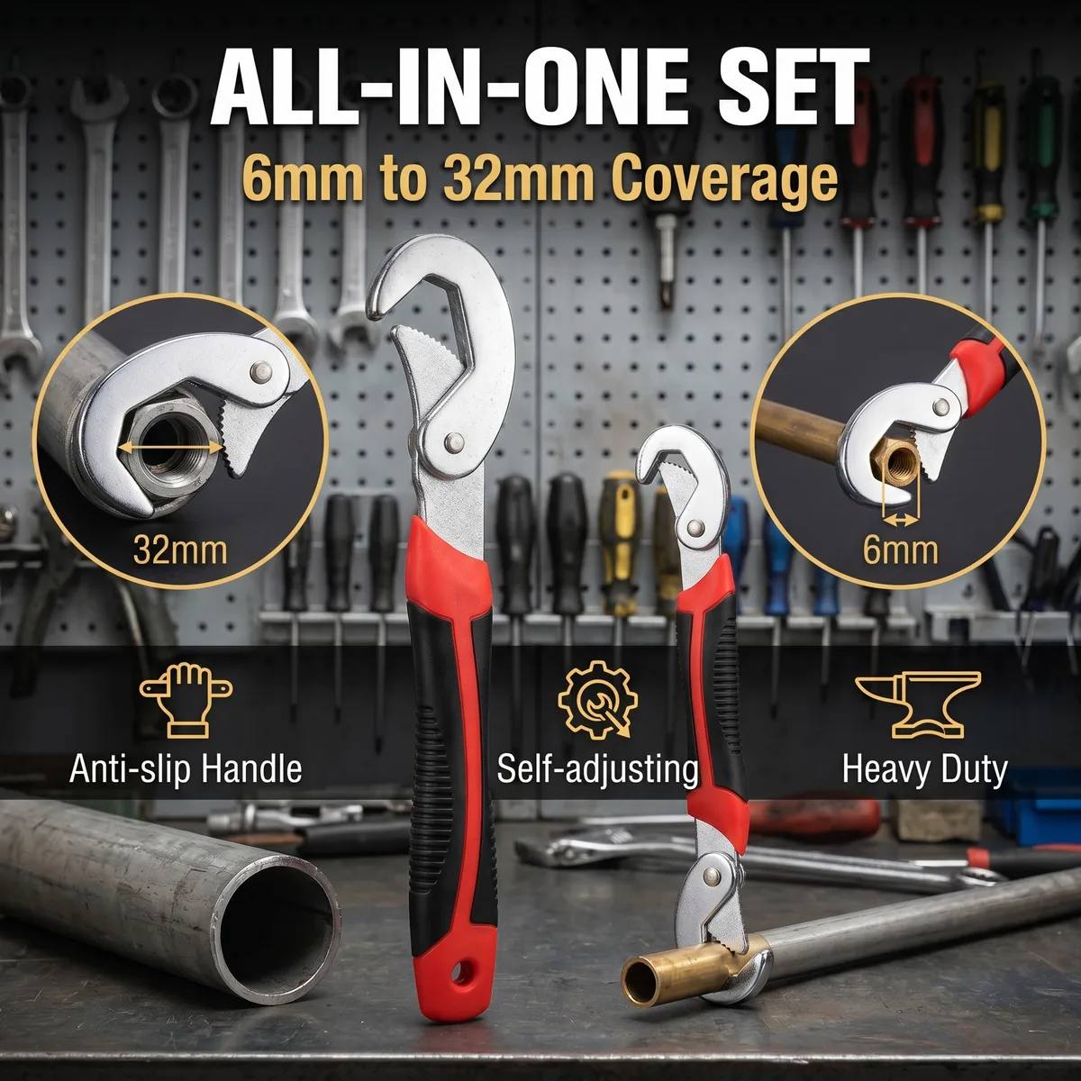 OEM 2pcs Single End Adjustable Quick Universal Wrench Carbon Steel Material Metric Measurement System DIY Projects 1 Jaw image 7