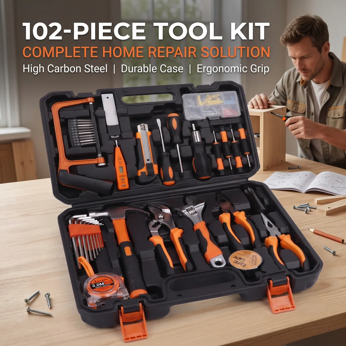 Complete Car-mounted Portable Multi-functional Household Hand Tool Kit PPTPR Carbon Steel Materials All-in-one Hardware OEM image 3
