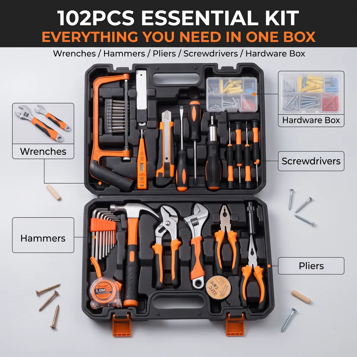 Complete Car-mounted Portable Multi-functional Household Hand Tool Kit PPTPR Carbon Steel Materials All-in-one Hardware OEM image 7