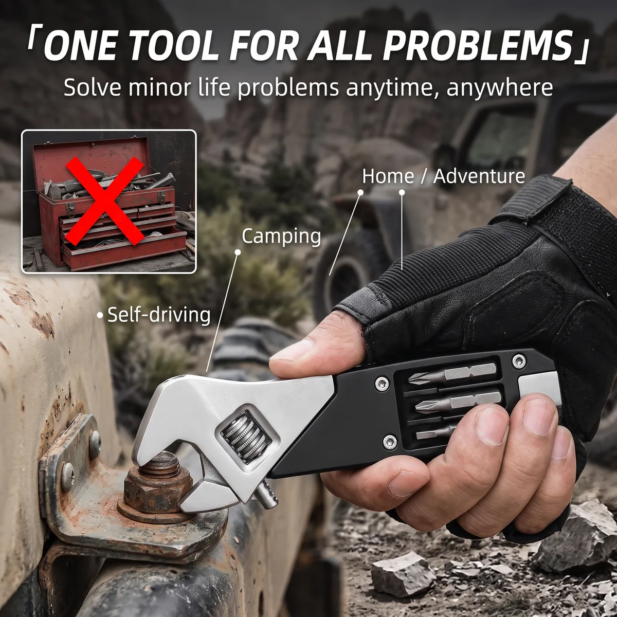 Folding Wrench 420 Stainless Steel Hexagon image 3