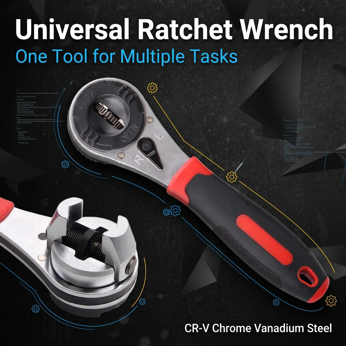 Multifunctional Ratchet Wrench Chrome Plated image 3