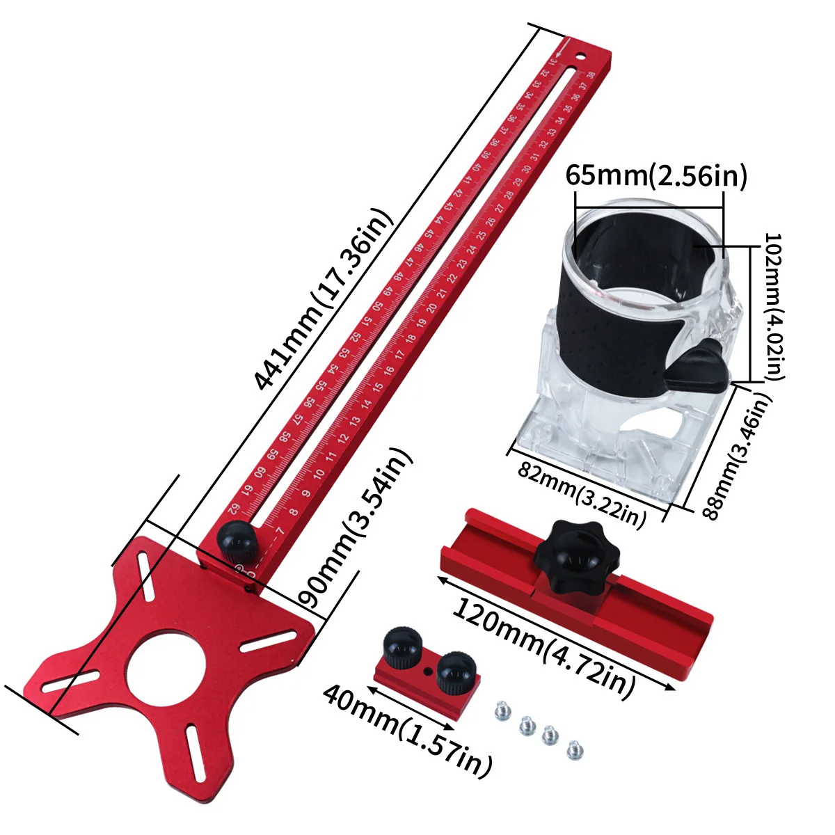 Aluminum Alloy Router Circle-Cutting Kit Featuring Full Set Wear-resistant Adjustable Foldable Stop Blocks Extra-thick Design image 3