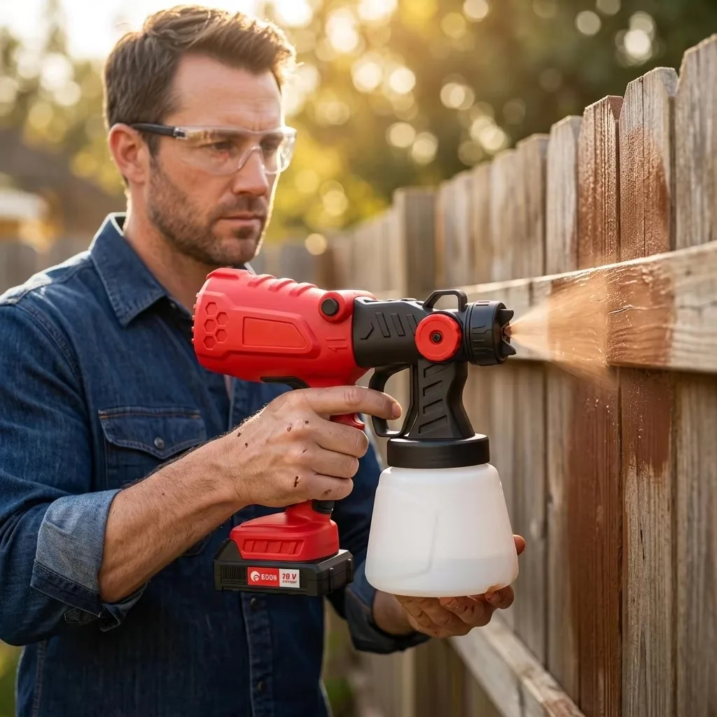 18V/20V Lithium Battery-Powered Cordless HVLP Paint Sprayer 1.0mm Nozzle 1200ml Cup Brushed Motor DIY Industrial Use 18kpa Max image 3