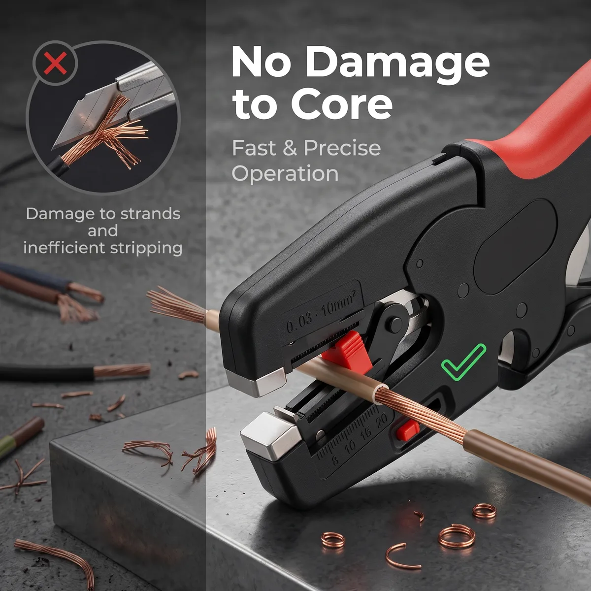 D3 Duckbill Jaw Manganese Steel Wire Stripper Multi-Functional Auto-Adjusting Cable Strippers for Electricians-Factory-Direct image 4