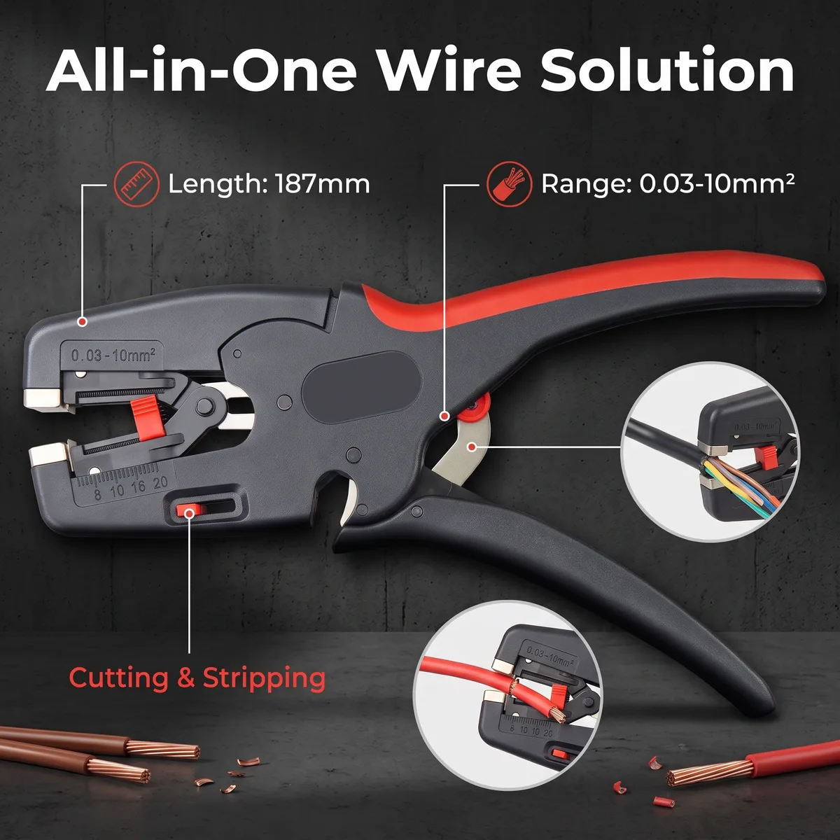 D3 Duckbill Jaw Manganese Steel Wire Stripper Multi-Functional Auto-Adjusting Cable Strippers for Electricians-Factory-Direct image 7