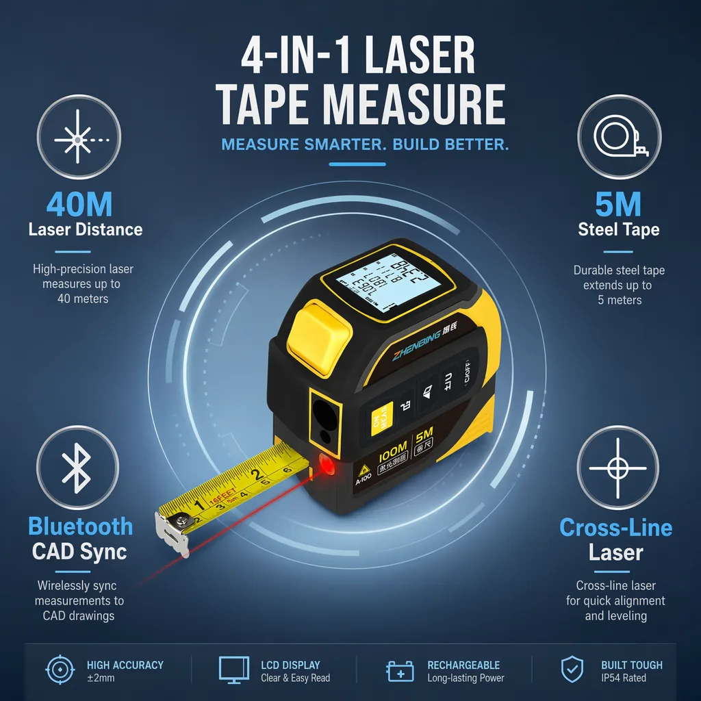 Tape Measure Measuring Level 40m 5m Laser image 3
