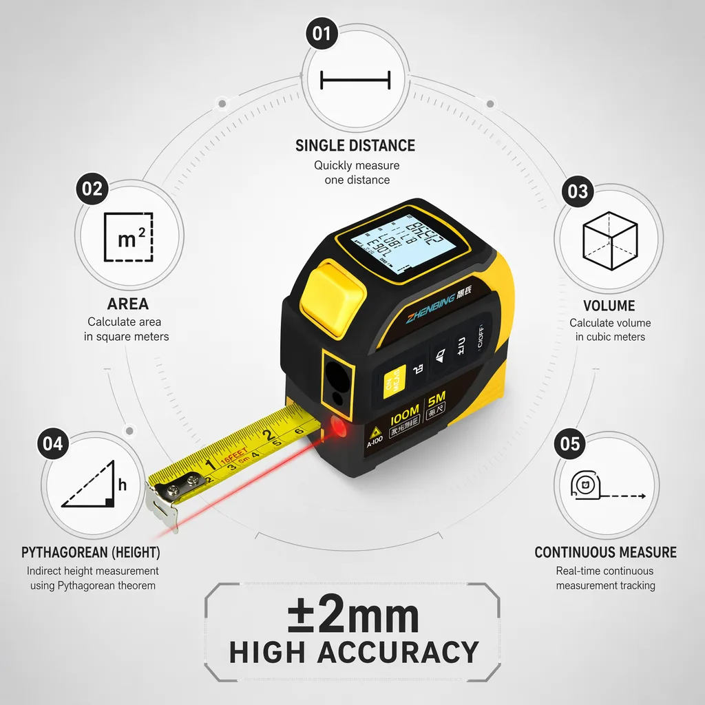 Tape Measure Measuring Level 40m 5m Laser image 5