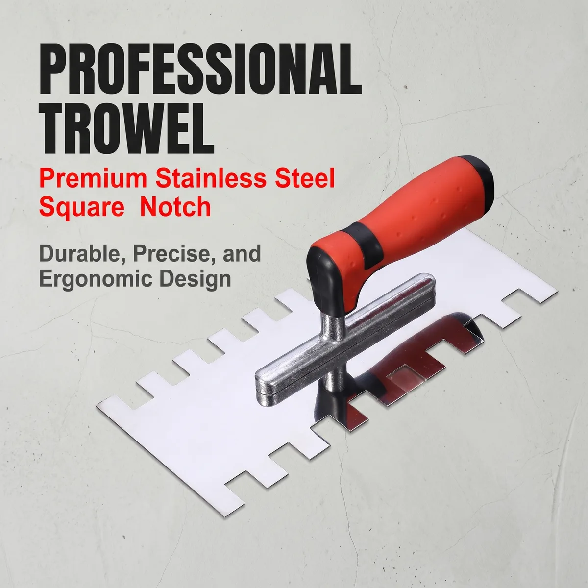 Stainless Steel Blade Square-Toothed Teeth Durable Rust-Resistant Masonry Tiling. Ergonomic Rubber Handle Comfortable Grip image 5
