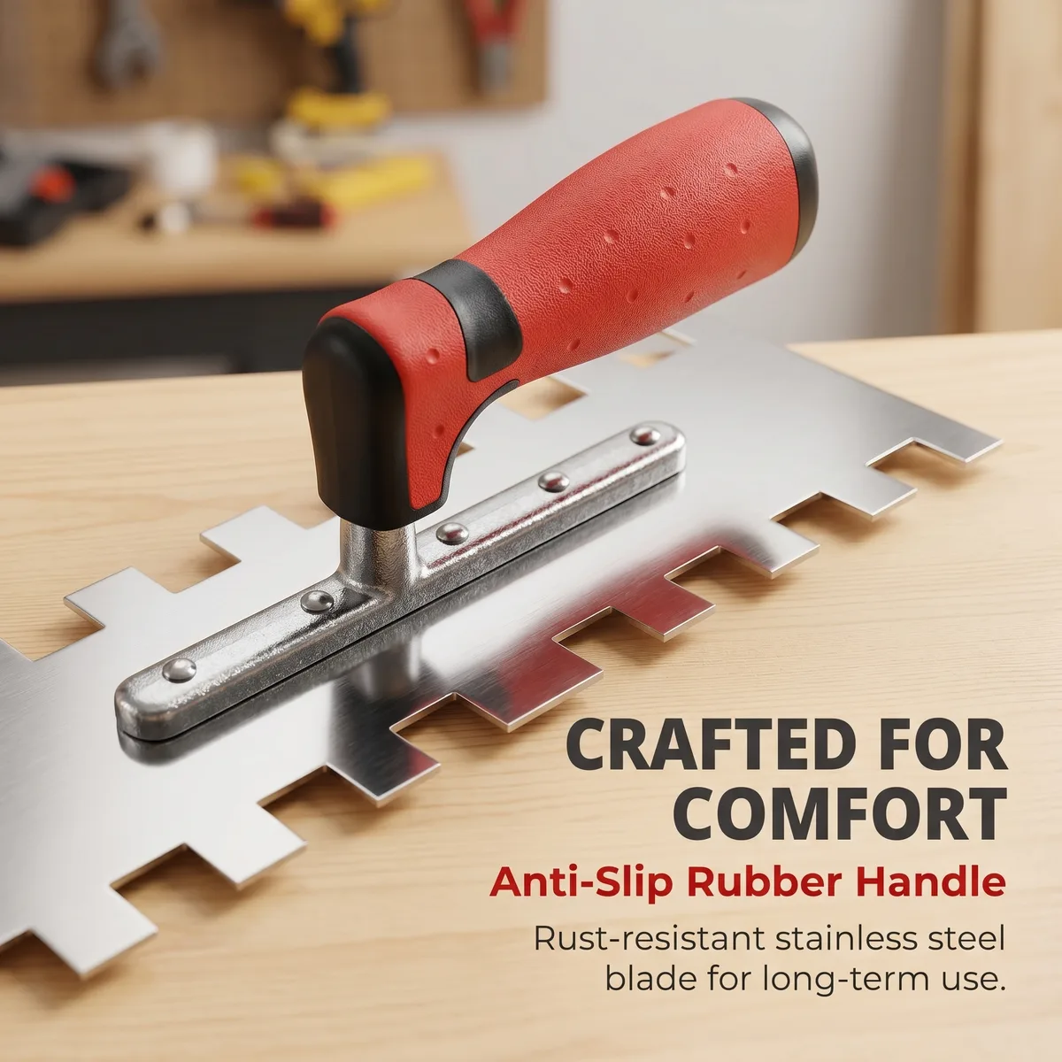Stainless Steel Blade Square-Toothed Teeth Durable Rust-Resistant Masonry Tiling. Ergonomic Rubber Handle Comfortable Grip image 7