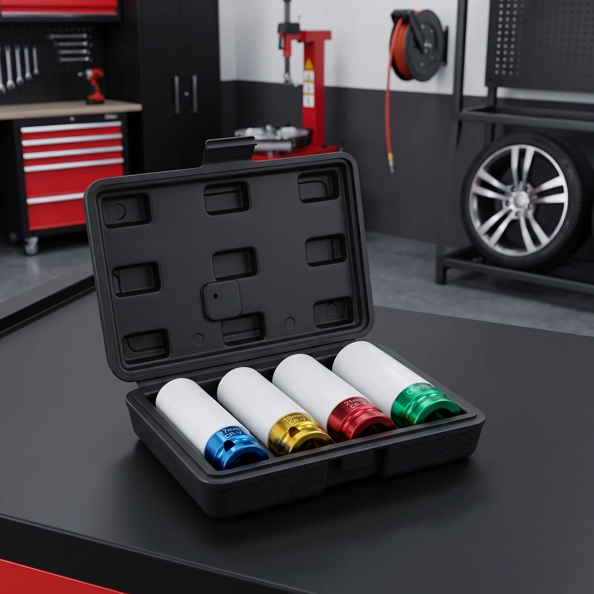 Socket Wrench Set Tool Kit Drive 1/2'' 4PCS Tire image 3