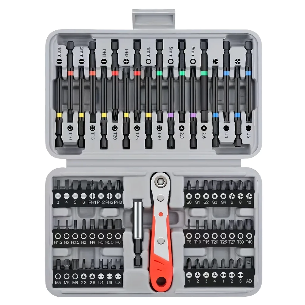 Screwdriver Bit Drive 68pcs 1/4 Chrome Vanadium Inch image 2
