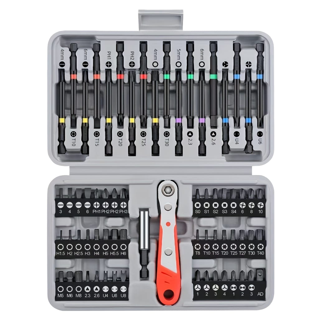 Screwdriver Bit Drive 68pcs 1/4 Chrome Vanadium Inch