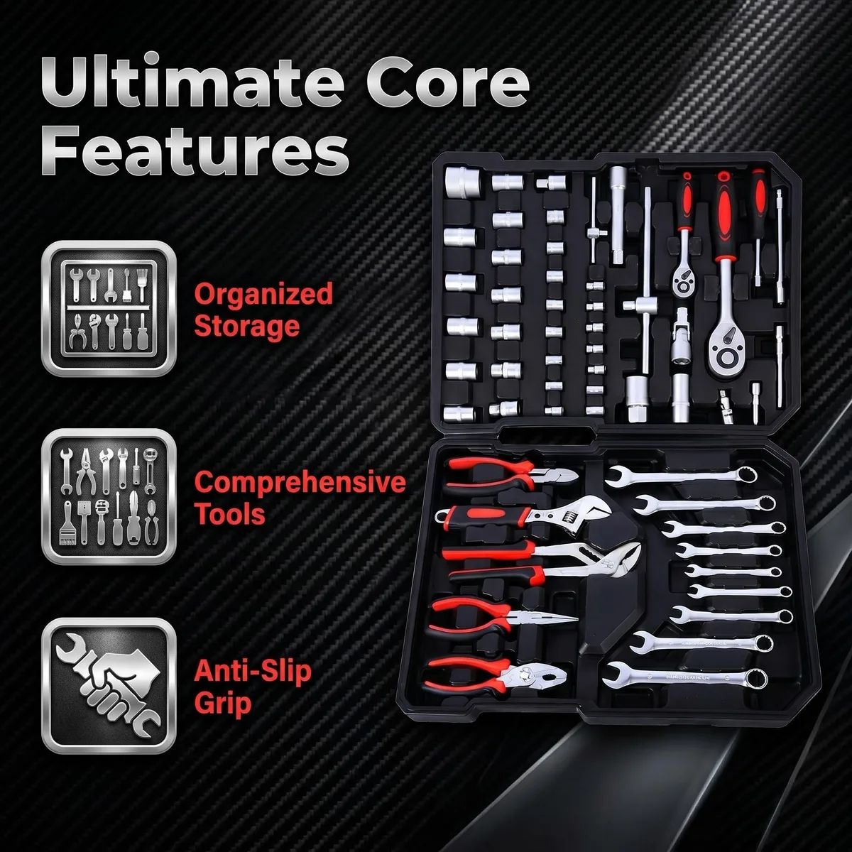 TRESKO Rolling Hard Case for Carbon Steel Parts with Telescopic Handle (Black) OEM Bits & Cutters for Home Maintenance image 5