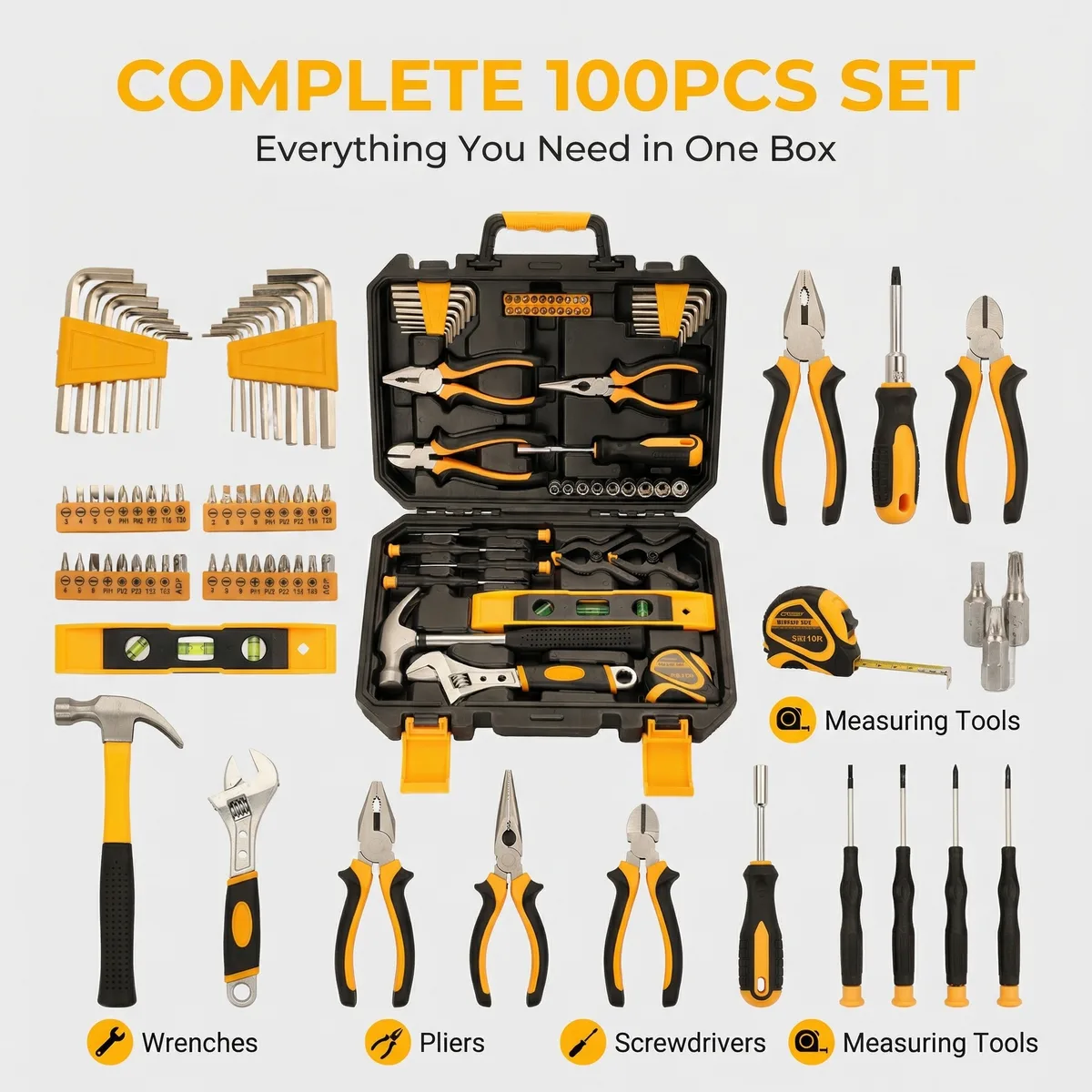 Vde Plastic Hard Tool Cases OEM Portable Hand Tool Kits Home Hand Tool Sets for Garden Car Repair image 3