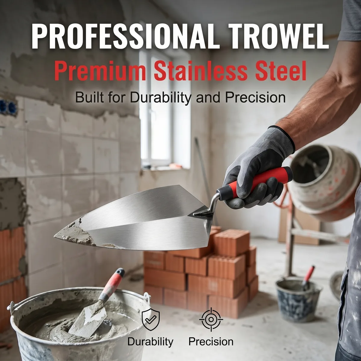 Wholesale Export Europe US Yongkang Carbon Steel Bricklaying Trowel Tile Scraper Masonry Construction Tool Putty Knife image 4