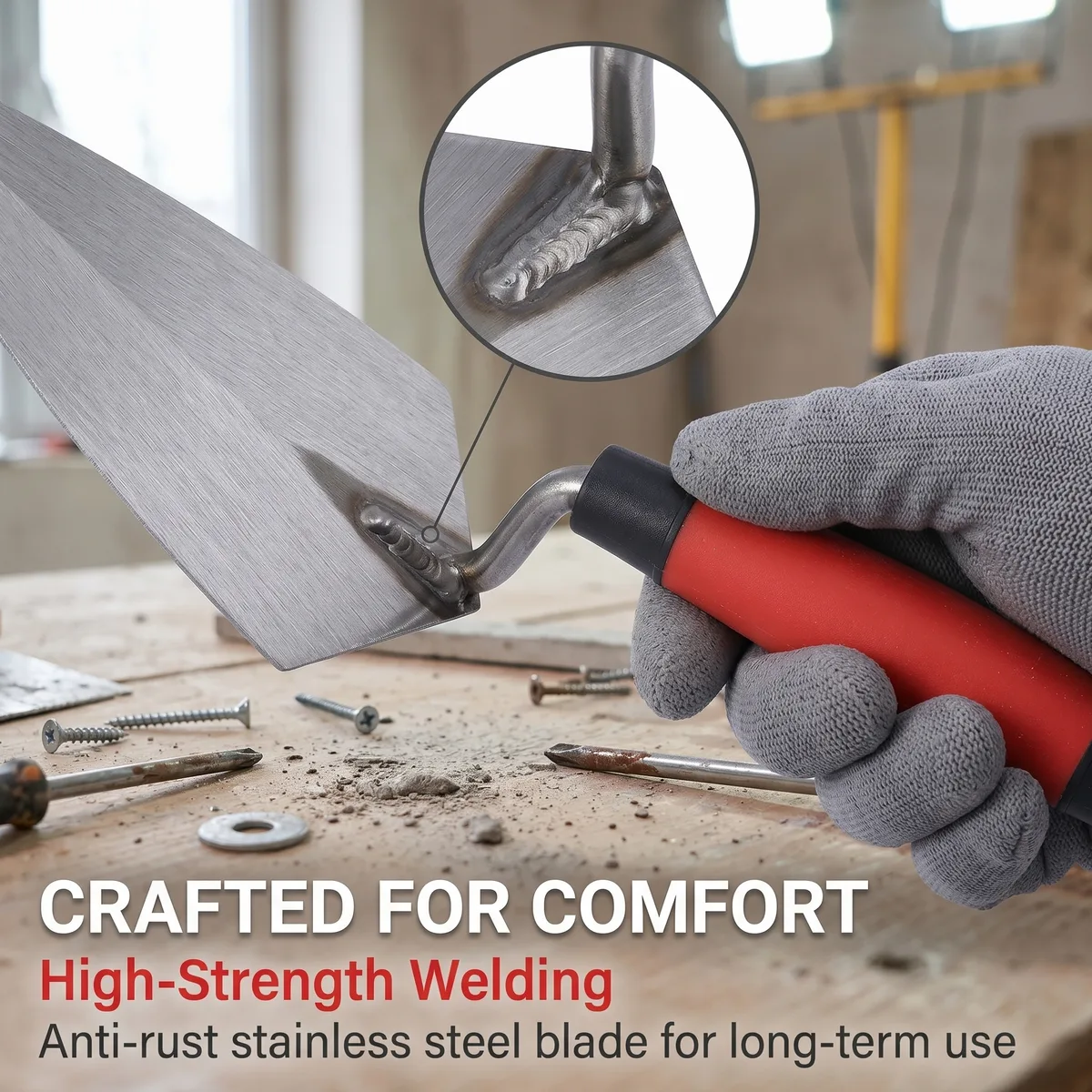 Wholesale Export Europe US Yongkang Carbon Steel Bricklaying Trowel Tile Scraper Masonry Construction Tool Putty Knife image 6