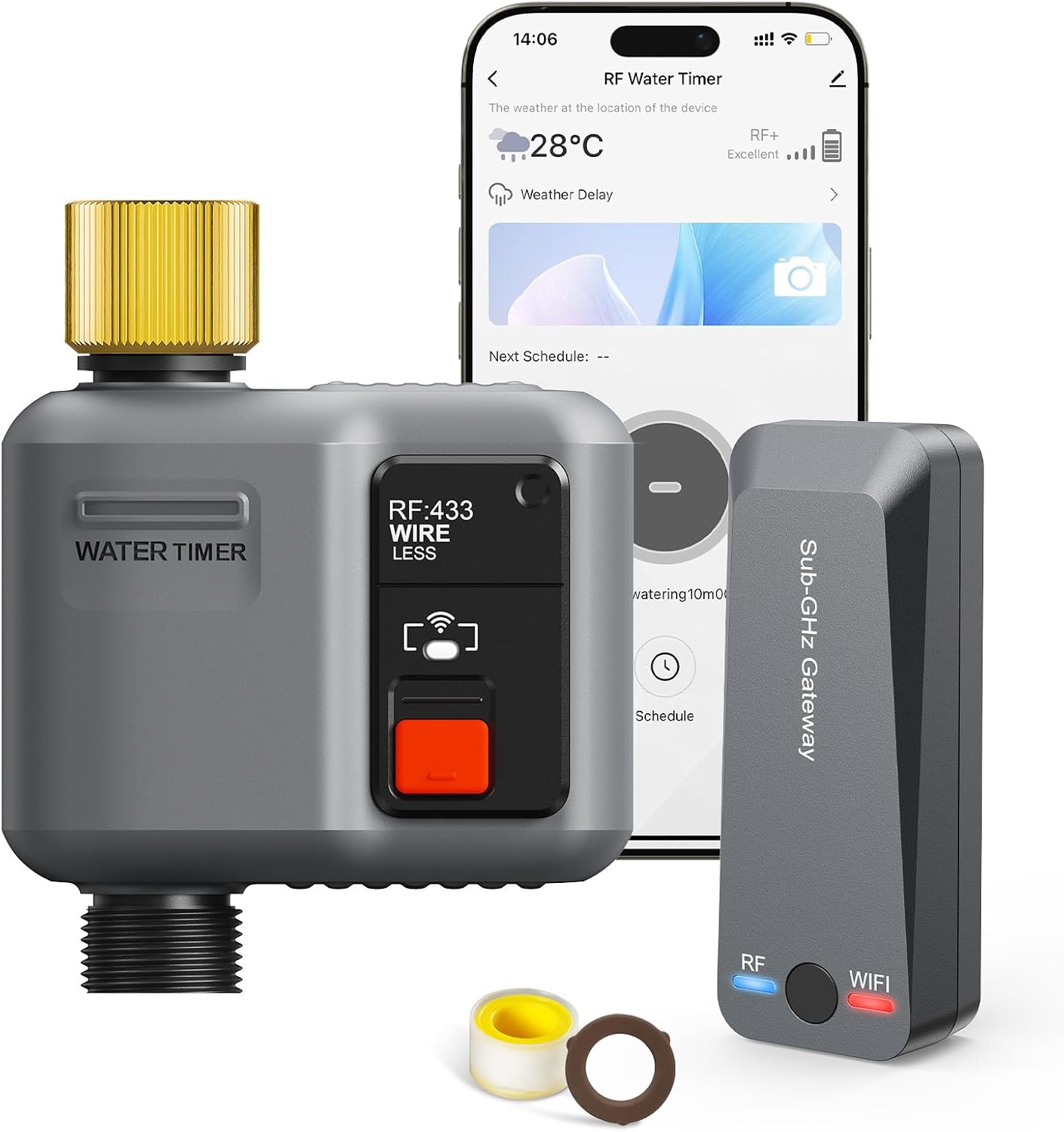 WiFi Smart Garden Water Timer RF 433 Wireless Sprinkler Controller 984 Ft Range for Hose Irrigation