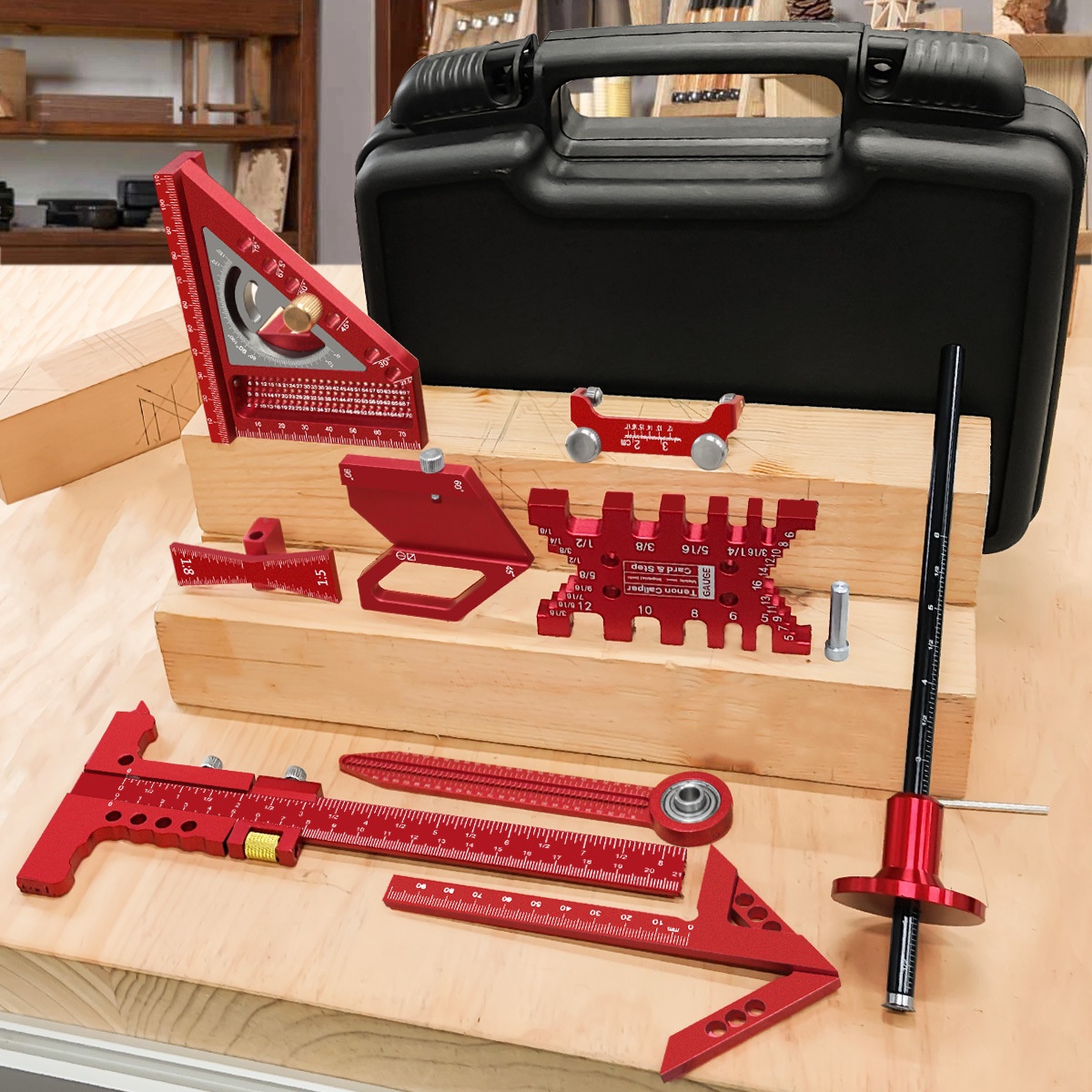 Woodworking Measuring and Project Planning/LAYOUT Kit with Storage Case for Board Joining Made in China image 3