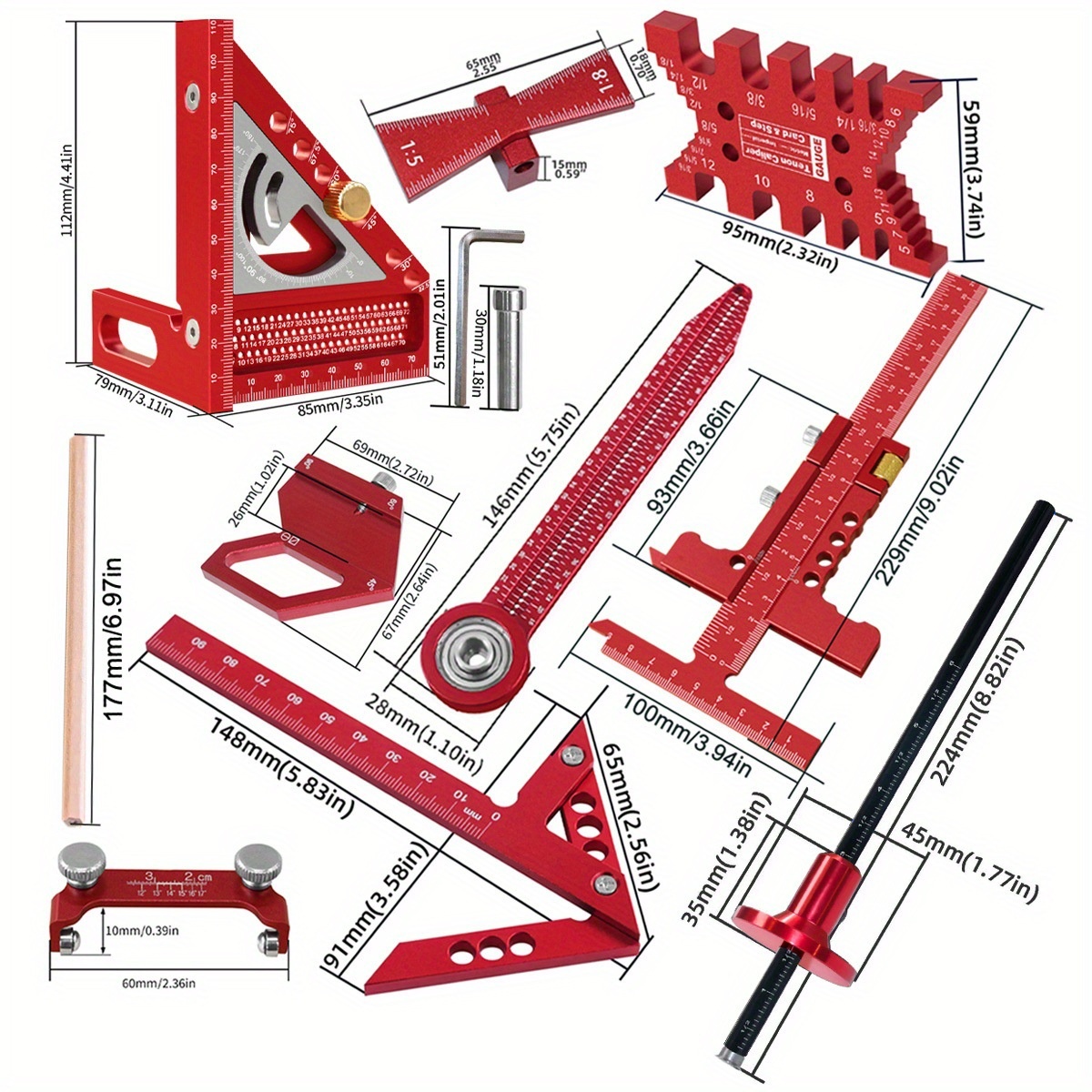 Woodworking Measuring and Project Planning/LAYOUT Kit with Storage Case for Board Joining Made in China image 4