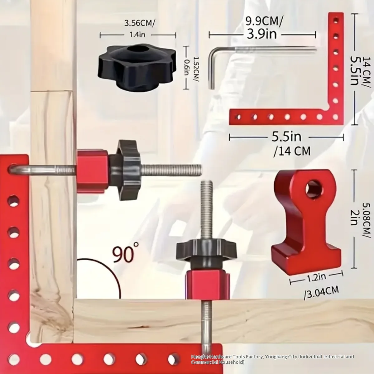 Woodworking Right-Angle Clamp Panel-Joining Clamping Fixture 90-Degree Square Positioning Gauge Aluminum Alloy Height Gauge Tool image 5