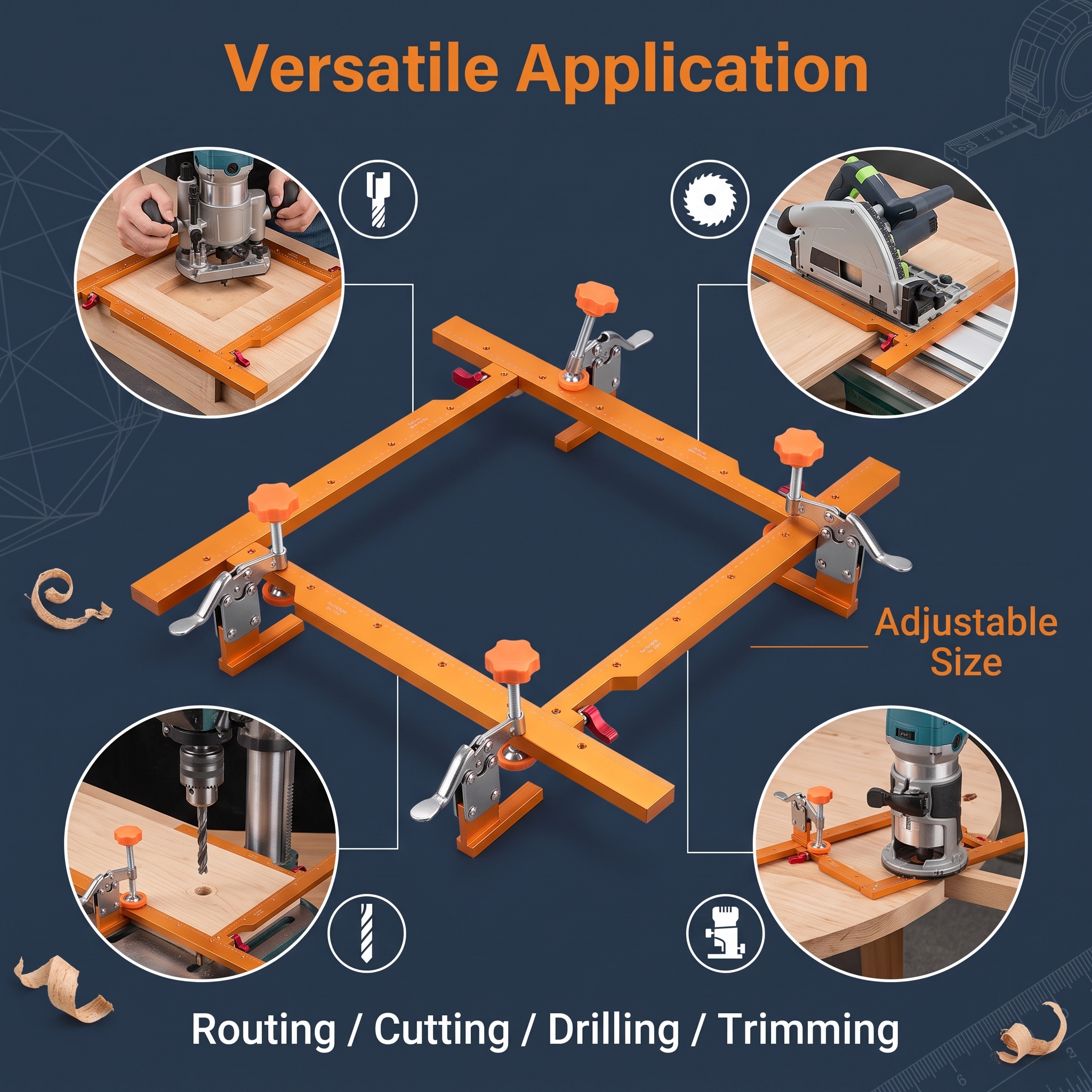 Woodworking Router Aluminum Alloy Square-Hole Positioning Guide Edge-Trimming Grooving Hole-Cutting Jig Drilling Auxiliary Tool image 6